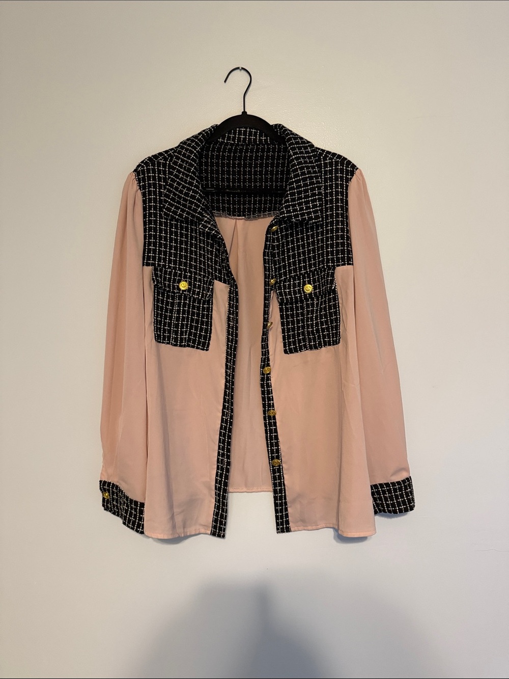 Pink Contrast Tweed-Detail Women's Jacket